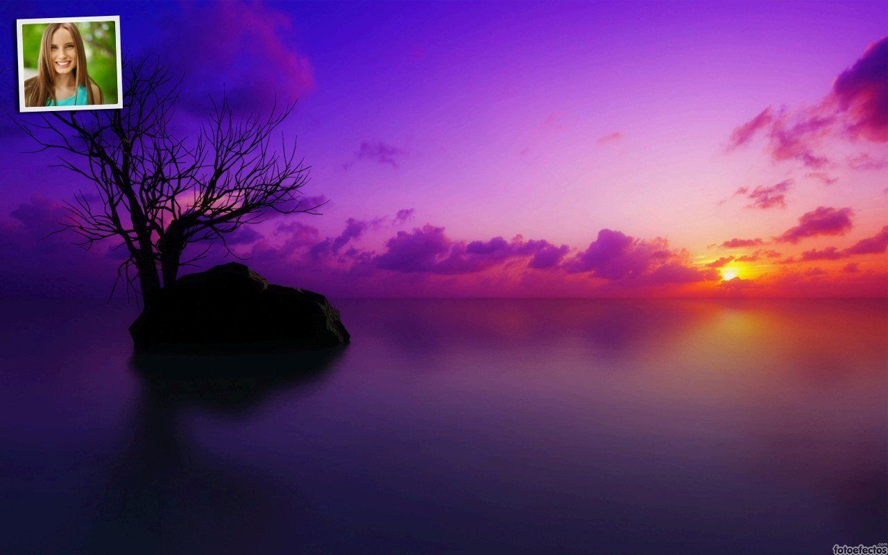 Montaje online gratuito de puesta de sol con el cielo morado